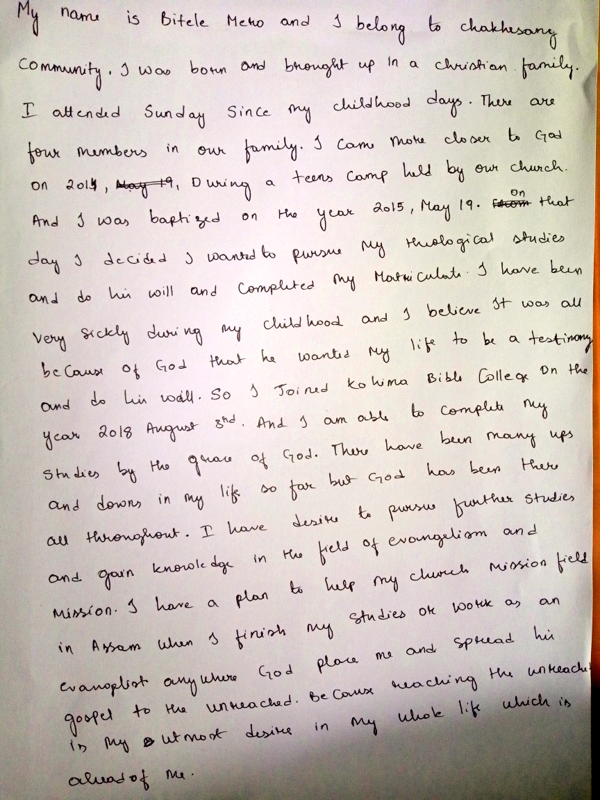 A Short Testimony in Your Own Handwriting (500 Words)