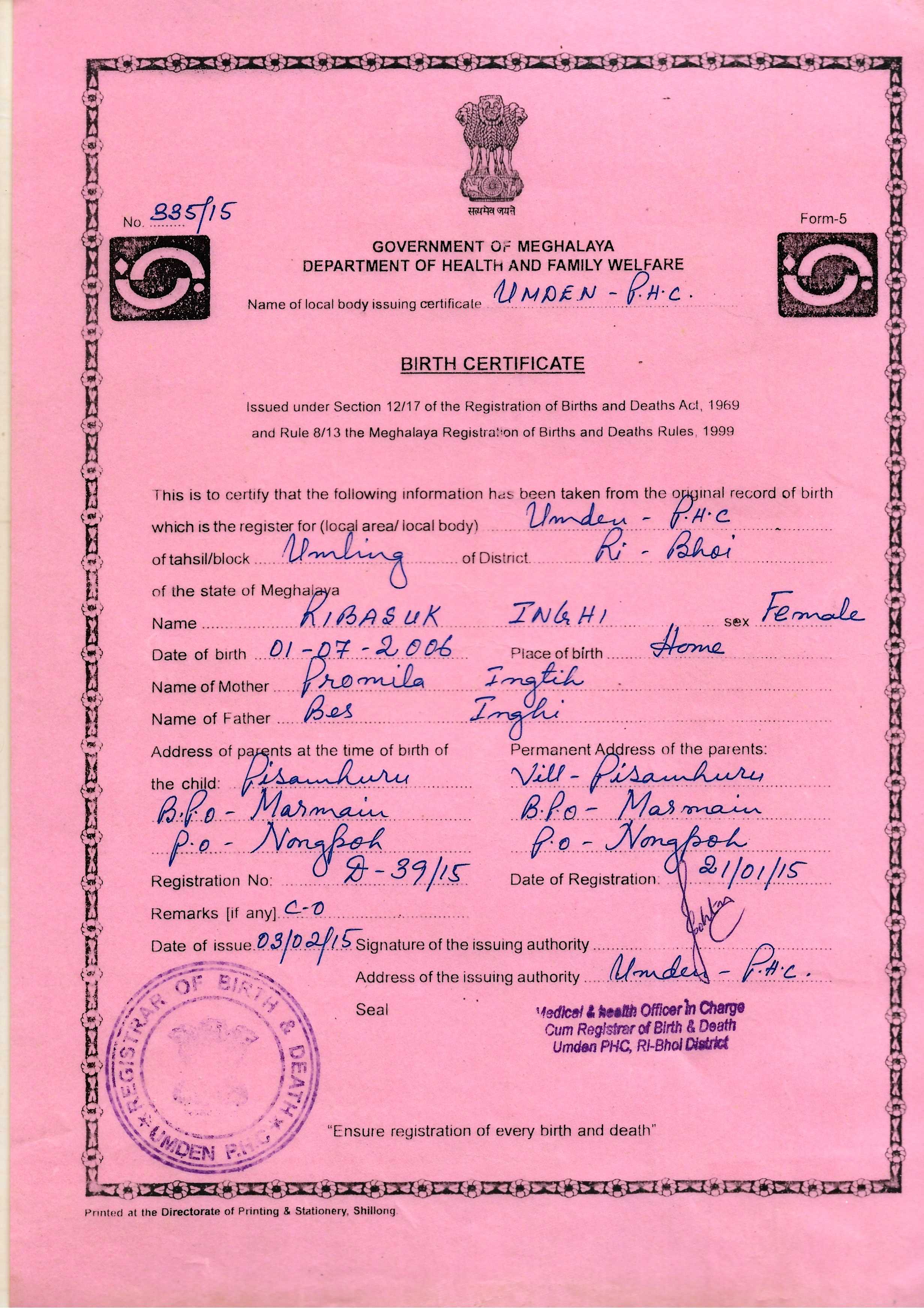 Birth Certificate